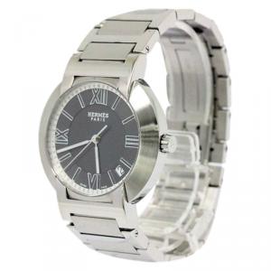 Hermes Grey Stainless Steel Nomade Men's Wristwatch 36MM