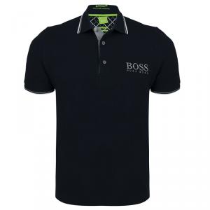 Boss by Hugo Boss Black Contrast Stripe Cotton Logo Polo Shirt S