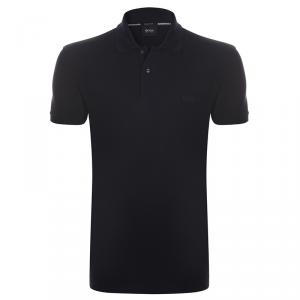 قميص بولو بوس باي هوغو أكمام قصيرة قطن بيما أسود XL