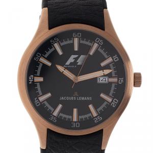 Jacques Lemans Black Gold-Plated Stainless Steel F1 Monza F5035 Men's Wristwatch 40MM