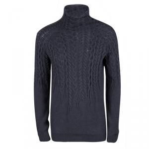 Just Cavalli Grey Wool Chunky Cable Knit Sweater M