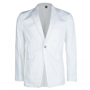 Just Cavalli White Cotton Tailored Notched Collar Blazer L