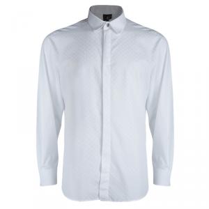 Just Cavalli White Cotton Jacquard Long Sleeve Button Front Shirt XXXL