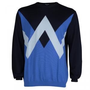 Kenzo Navy Blue Colorblock Crew Neck Sweater XXL