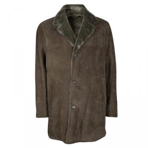 Loro Piana Brown Shearling Lined Suede Coat XXL