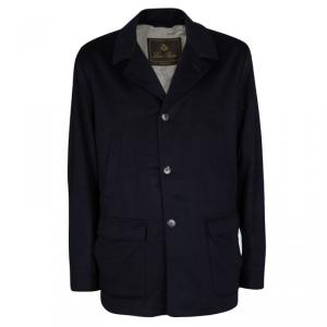 Loro Piana Navy Blue Cashmere Storm System Jacket 3XL