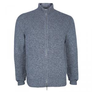 Pre Owned Loro Piana Men's Grey Baby Cashmere Bomber Cardigan L
