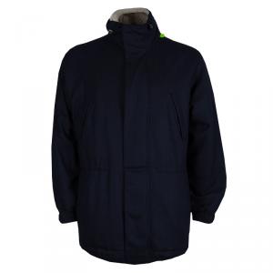 Pre Owned Loro Piana Navy Blue Herringbone Cashmere Winter Sports Jacket L
