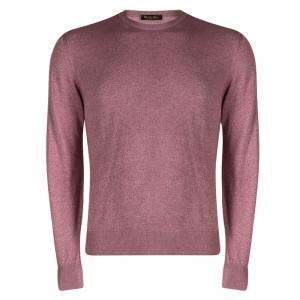 Pre Owned Loro Piana Pastel Pink Silk Knit Crewneck Sweater S
