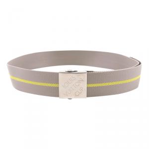 Louis Vuitton Grey Striped Canvas Cup Buckle Belt 100CM