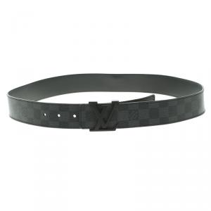 Pre Owned Louis Vuitton Damier Ebene Graphite Canvas Initiales Belt 116 CM