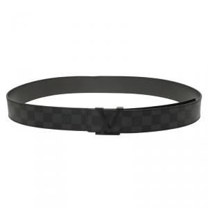 Pre Owned Louis Vuitton Damier Graphite Initials Belt Size 100 CM