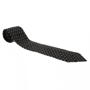 Pre Owned Louis Vuitton Navy Blue Fleur Silk Tie