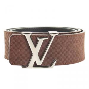 Pre Owned Louis Vuitton Brown Suede Initiales Belt
