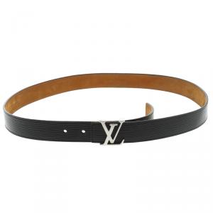 Pre Owned Louis Vuitton Black Epi Leather Initials Belt Size 95 CM
