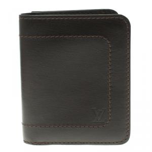 Pre Owned Louis Vuitton Dark Brown Utah Leather Six Card Wallet