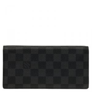 Pre Owned Louis Vuitton  Damier Graphite Canvas Brazza Flap Wallet