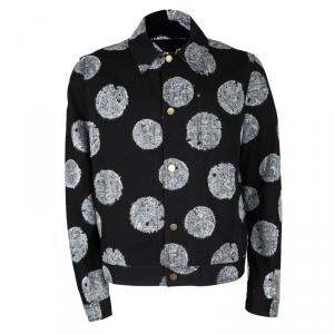 Louis Vuitton FA'15 Black Cotton Rope Print Button Front Jacket  XL