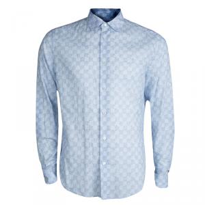 Louis Vuitton Blue Printed Long Sleeve Button Front Cotton Shirt XL