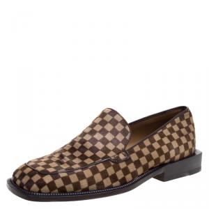 Louis Vuitton Brown Damier Pony Hair Square Toe Loafers Size 39.5