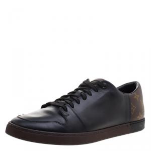 Louis Vuitton Black Leather and Monogram Canvas Line Up Sneakers Size 42.5