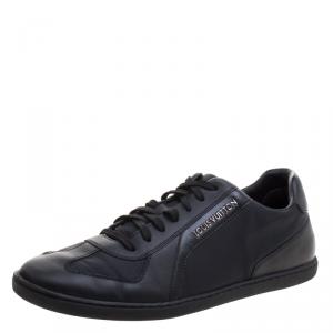Louis Vuitton Black Leather and Fabric Lace Up Sneakers Size 40.5