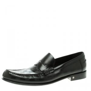 Louis Vuitton Black Damier Embossed Outline Loafers Size 45.5