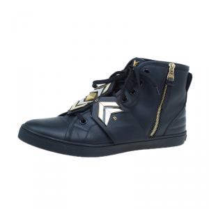 Louis Vuitton Black Leather Karakoram Pattern Punchy Sneaker Boots Size 41