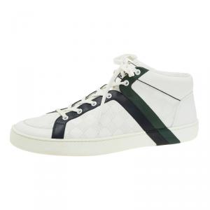 Louis Vuitton White Damier Leather High Top Sneakers Size 43.5