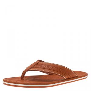 Pre Owned Louis Vuitton Orange Leather and Rubber Ipanema Thong Sandals Size 42.5