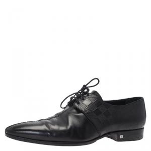 مملوكة مسبقًا Louis Vuitton Black Damier Embossed Leather Lace Up Oxfords Size 43