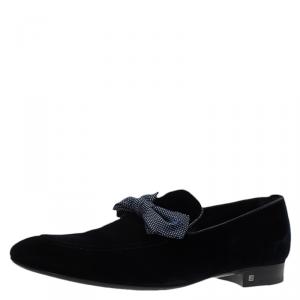مملوكة مسبقًا Louis Vuitton Blue Velvet Tuxedo Bow Loafers Size 43