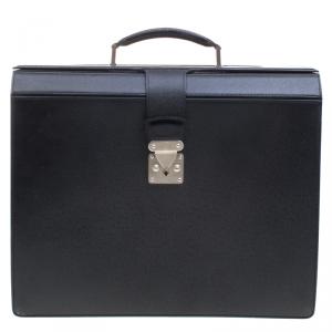 Louis Vuitton Black Taiga Leather Serviette Fermoir Briefcase 