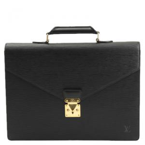 Louis Vuitton Black Epi Leather Serviette Conseiller Business Bag