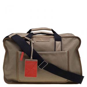 Marc by Marc Jacobs Light Brown Canvas Trimmed Leather Duffel Bag