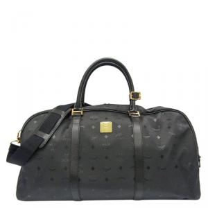 MCM Black Visetos PVC Duffle Bag