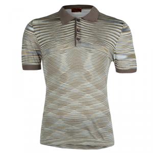 Pre Owned Missoni Multicolor Striped Knit Polo T-Shirt L
