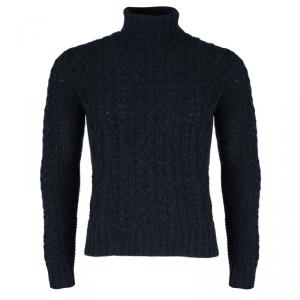 Moncler Men's Grey Turtleneck Cable-knit Pullover M