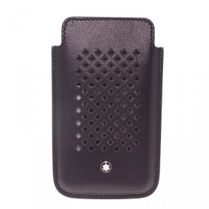 Pre Owned Montblanc Black Perforated Leather Meisterstuck iPhone 4/4S Case