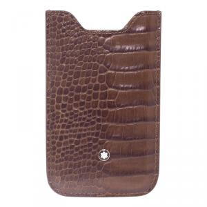 Pre Owned Montblanc Brown Croc Embossed Leather Meisterstuck iPhone 4/4S Case 