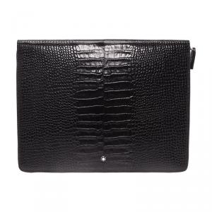 Pre Owned Montblanc Black Croc Embossed Leather Meisterstuck iPad Case