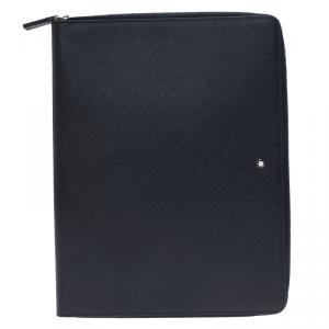 Montblanc Navy Blue Leather Tablet Zip Around Pouch