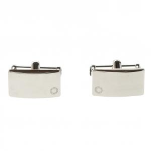 Pre Owned Montblanc Rectangular Silver Tone Stainless Steel Classic Cufflinks