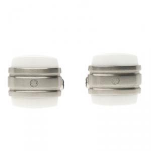 Montblanc Classic Collection White Agate & Stainless Steel Cufflinks