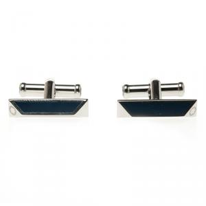 Montblanc Iconic Lines Blue & Black Lacquer Steel Bar Cufflinks