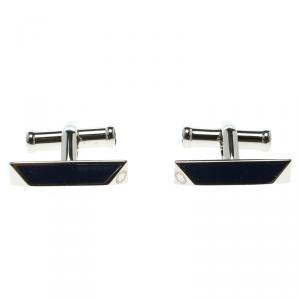 Montblanc Iconic Lines Blue & Black Lacquer Steel Bar Cufflinks
