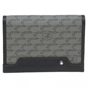 Pre Owned Montblanc Brown Leather and Monogram Canvas Card Holder 