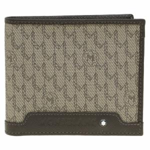 Pre Owned Montblanc Brown Leather and Monogram Canvas Bifold Wallet 