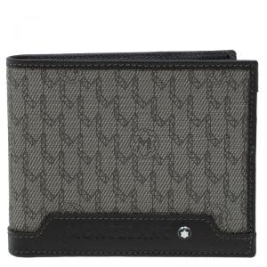 Pre Owned Montblanc Brown Leather and Monogram Canvas Bifold Wallet