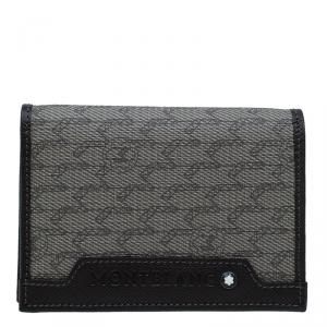 Pre Owned Montblanc Brown Leather and Monogram Canvas Card Holder